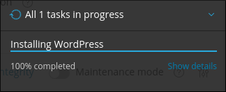 WordPress Toolkit - Installation progress indicator