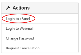 Customer Portal - My Services - Actions - Login to cPanel