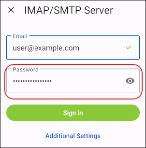 Spark Mail - IMAP/SMTP Server - Password