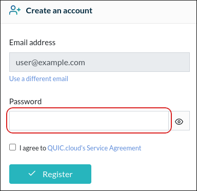 QUIC.cloud - Register - Password