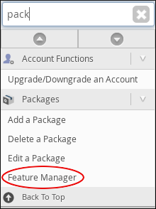 WebHost Manager - Feature Manager