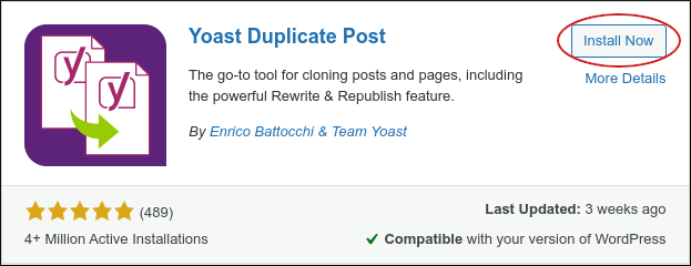 WordPress - Yoast Duplicate Post install